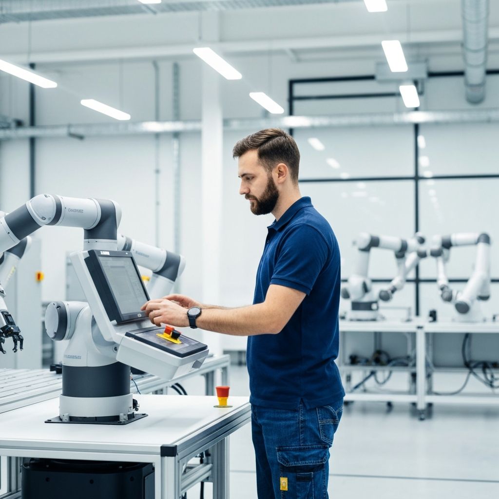 Robotics engineer working on collaborative robot